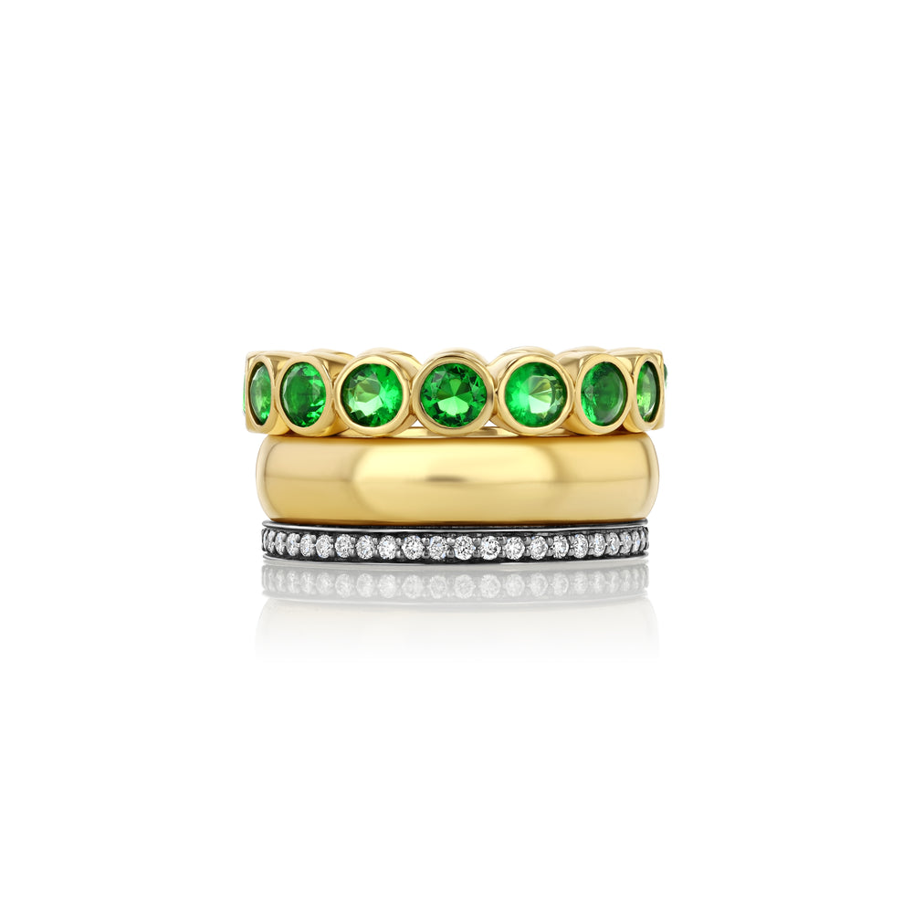 Emerald and Diamond Bezel Triple