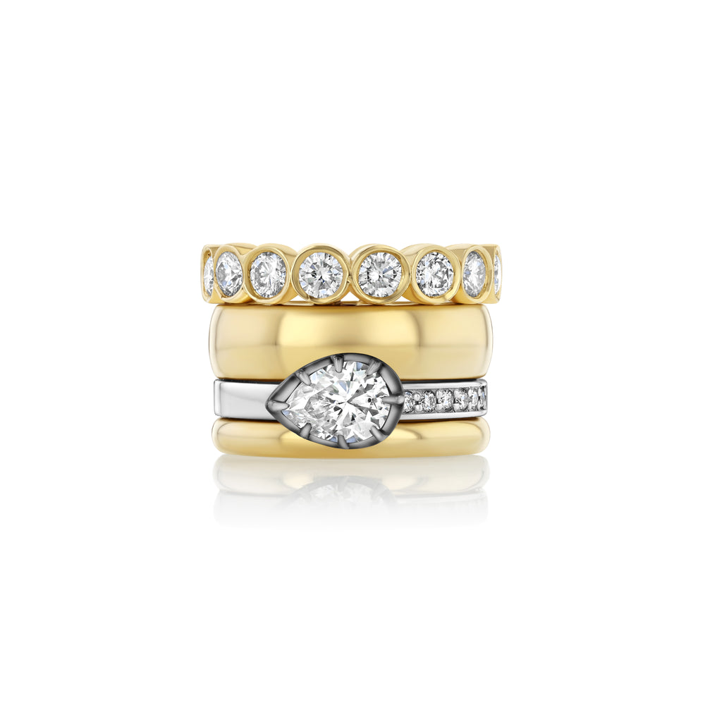 Pear Solitaire Bezel Quad Ring