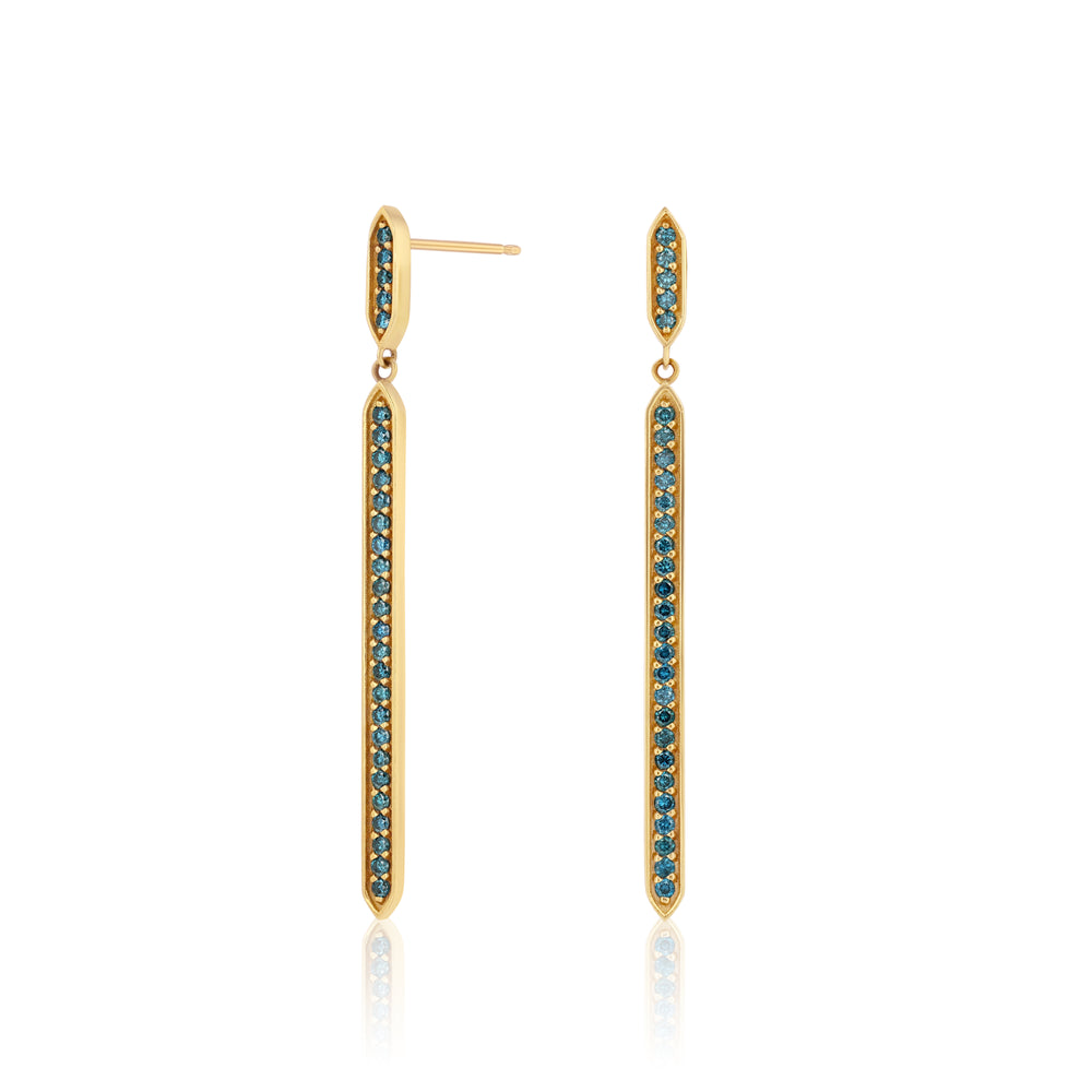 Large Blue Diamond Double Goddess Earrings