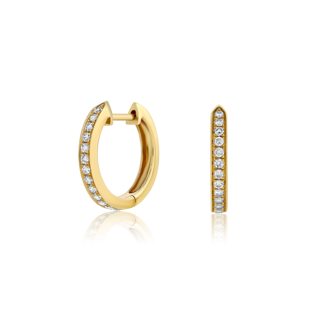 Medium Goddess Diamond Huggie Earrings, 15mm