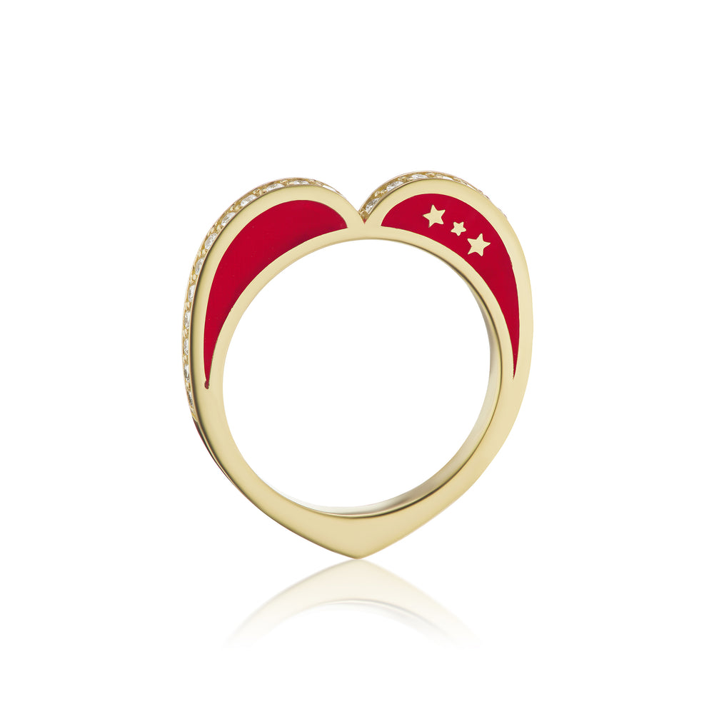Red Heart Crystal Dainty Red Stone Thumb Romantic Love 18k Gold Plated  Adjustable Ring Jewelry, Gift for Her, Christmas Gift - Etsy